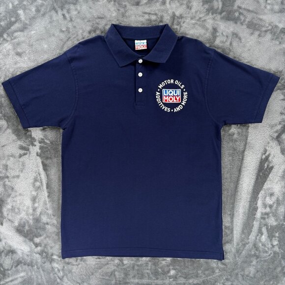 Liqui Moly Polo Shirt Men L Motor Oil Work Uniform Embroidered Germany Navy - Picture 1 of 7
